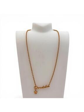 Versace Donatella Gold Tone Nameplate Necklace